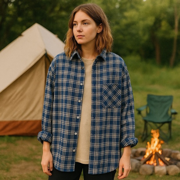 Rag & Bone Unisex Flannel Beach Shirt Shacket L - Picture 1 of 14